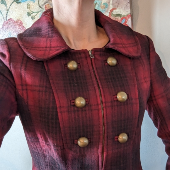 ANTHROPOLOGIE elevenses wanigan plaid peplum coat S 6 - Picture 7 of 16